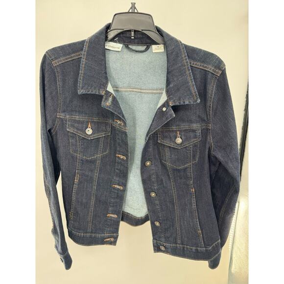 Liz Claiborne Womens Denim Button-Up Jacket Long Sleeve Collared Size M Blue - Picture 2 of 4